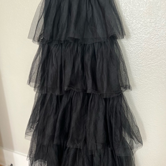 NWOT Tulle For Love Black Mesh Tulle Tiered Ruffled Maxi Dress - Picture 9 of 9